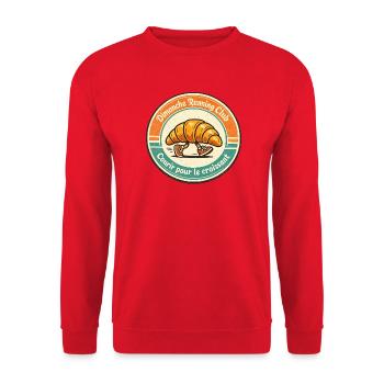 Dimanche Running Club - Courir pour le croissant - Sweat-shirt Unisexe - rouge - Devant - Alina (178cm) & Michal (187cm)