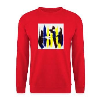Énergie abstraite bleu et jaune - Sweat-shirt Unisexe - rouge - Devant - Alina (178cm) & Michal (187cm)