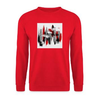 Abstraction Rouge Noir Gris - Sweat-shirt Unisexe - rouge - Devant - Alina (178cm) & Michal (187cm)