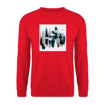 Abstrait Bleu Teal et Gris Urbain - Sweat-shirt Unisexe - rouge - Devant - Alina (178cm) & Michal (187cm)