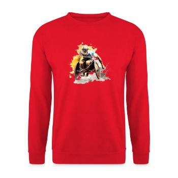 Éclaboussure aquarelle en course en fauteuil roulant - Sweat-shirt Unisexe - rouge - Devant - Alina (178cm) & Michal (187cm)