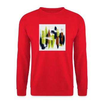 Éclats abstraits Vert Bleu Brun - Sweat-shirt Unisexe - rouge - Devant - Alina (178cm) & Michal (187cm)