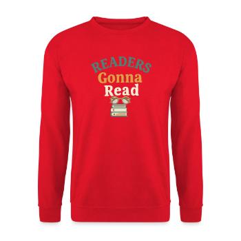 Readers going to Read - Unisex Sweatshirt - red - Front - Alina (178cm) & Michal (187cm)