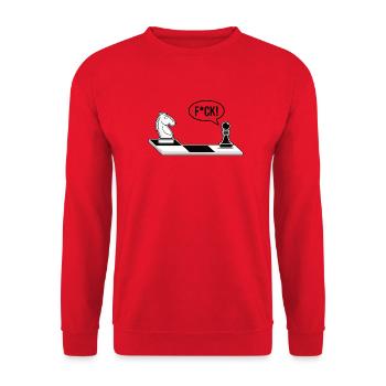 Figure d’échecs sur échiquier F*CK - Sweat-shirt Unisexe - rouge - Devant - Alina (178cm) & Michal (187cm)