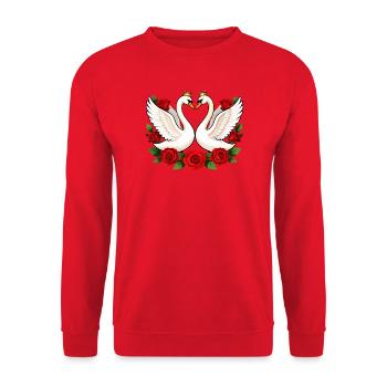 Royal Swan Union with Roses - Unisex Sweatshirt - red - Front - Alina (178cm) & Michal (187cm)