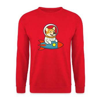 Corgi space on rocket - Unisex Sweatshirt - red - Front - Alina (178cm) & Michal (187cm)