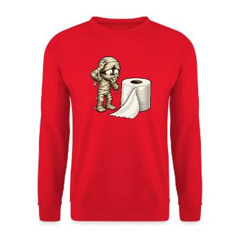 Mummy and Toilet Paper Cartoon - Unisex Sweatshirt - red - Front - Alina (178cm) & Michal (187cm)