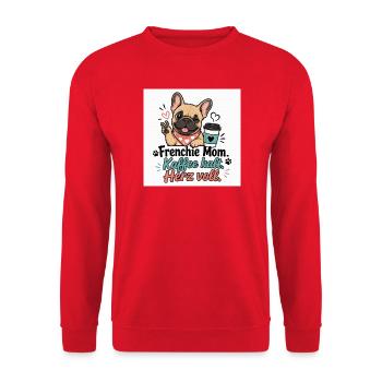 Frenchie Mom Kaffee Herz - Unisex Pullover - Rot - Vorne - Alina (178cm) & Michal (187cm)