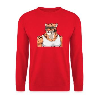 Sports leopard with glasses - Unisex Sweatshirt - red - Front - Alina (178cm) & Michal (187cm)