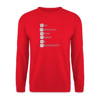 Montagsrätsel - Unisex Pullover - Rot - Vorne - Alina (178cm) & Michal (187cm)