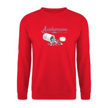 AnkerPillen Blaues Meeresbild - Unisex Pullover - Rot - Vorne - Alina (178cm) & Michal (187cm)