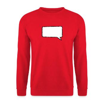 Sprechblase_Grunge_Eckig - Unisex Pullover - Rot - Vorne - Alina (178cm) & Michal (187cm)