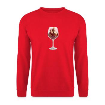 Câlin familial douillet dans un verre à vin - Sweat-shirt Unisexe - rouge - Devant - Alina (178cm) & Michal (187cm)