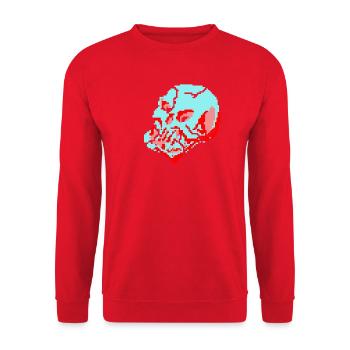 Crâne néon 8 bits - Sweat-shirt Unisexe - rouge - Devant - Alina (178cm) & Michal (187cm)