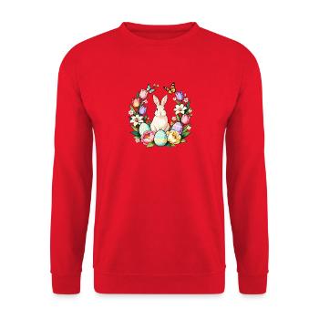 Easter Bloom Bunny - Unisex Sweatshirt - red - Front - Alina (178cm) & Michal (187cm)