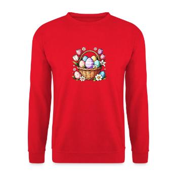 Easter Basket Eggs in Bloom - Unisex Sweatshirt - red - Front - Alina (178cm) & Michal (187cm)