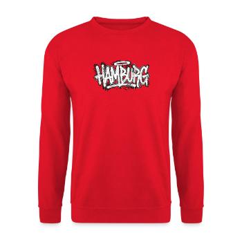 Hamburg Graffiti Oldschool Hip Hop - Unisex Pullover - Rot - Vorne - Alina (178cm) & Michal (187cm)