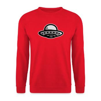 Ufo Alien Get In Loser Lustig Ufo Entführung Zitat - Unisex Pullover - Rot - Vorne - Alina (178cm) & Michal (187cm)