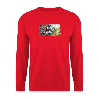 Frieden der Welt - Unisex Pullover - Rot - Vorne - Alina (178cm) & Michal (187cm)