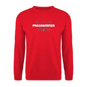 Programmierer Ornament Schrift - Unisex Pullover - Rot - Vorne - Alina (178cm) & Michal (187cm)