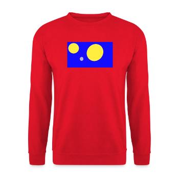 Blaues Geometrie-Tripel: Kreise - Unisex Pullover - Rot - Vorne - Alina (178cm) & Michal (187cm)