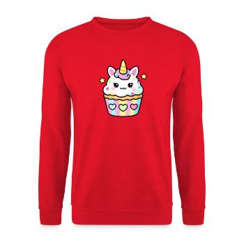 Pastel Unicorn Cupcake Kawaii Design - Unisex Sweatshirt - red - Front - Alina (178cm) & Michal (187cm)