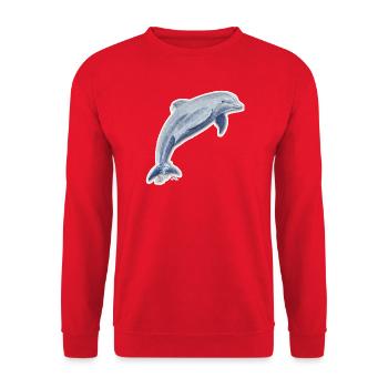 Delfin Glückssprung - Sonja von Staden - Unisex Pullover - Rot - Vorne - Alina (178cm) & Michal (187cm)