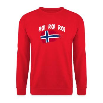 Norway Norge Fjords Scandinavian Ro Viking ship - Unisex Pullover - Rot - Vorne - Alina (178cm) & Michal (187cm)