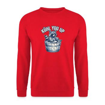 Cooler Waschbär Eis - Unisex Sweatshirt - red - Front - Alina (178cm) & Michal (187cm)