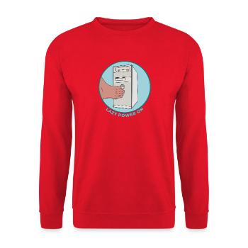 Technologie drôle d’alimentation paresseuse sur PC rétro Tower Toe Press - Sweat-shirt Unisexe - rouge - Devant - Alina (178cm) & Michal (187cm)