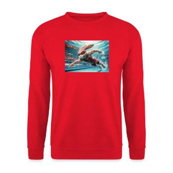 Rabbit Swim Champion - Unisex Sweatshirt - red - Front - Alina (178cm) & Michal (187cm)
