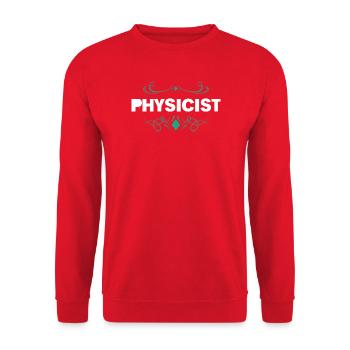 Physiker Ornament Schriftzug - Unisex Pullover - Rot - Vorne - Alina (178cm) & Michal (187cm)