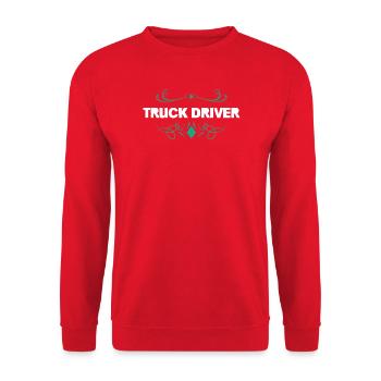 Trucker Driver Ornament – Vintage Flourish - Unisex Sweatshirt - red - Front - Alina (178cm) & Michal (187cm)