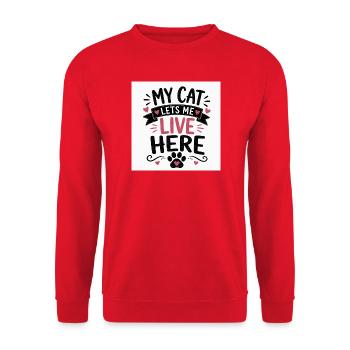 My_cat_live_here - Unisex Pullover - Rot - Vorne - Alina (178cm) & Michal (187cm)