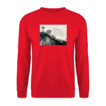 Stone Hill avec croix - Sweat-shirt Unisexe - rouge - Devant - Alina (178cm) & Michal (187cm)