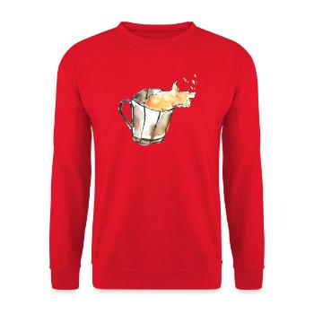Feu aquarelle tasse de café - Sweat-shirt Unisexe - rouge - Devant - Alina (178cm) & Michal (187cm)