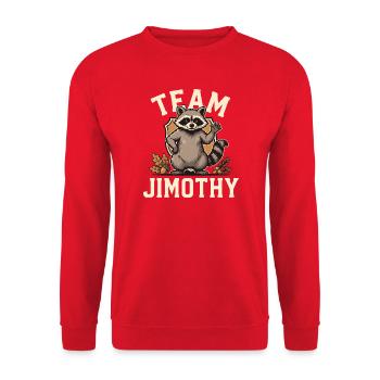 Team Jimothy Chemise drôle de raton laveur qui agite des déchets mignons - Sweat-shirt Unisexe - rouge - Devant - Alina (178cm) & Michal (187cm)
