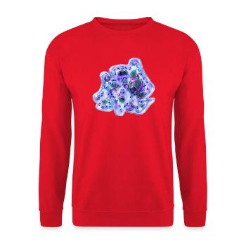 Nebula Zellfluss Blau Violett - Unisex Pullover - Rot - Vorne - Alina (178cm) & Michal (187cm)