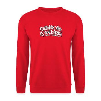 Feuerwerk Pyrotechnik Spruch - Unisex Pullover - Rot - Vorne - Alina (178cm) & Michal (187cm)