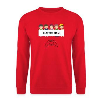I Love My Mom – Children's Portraits - Unisex Sweatshirt - red - Front - Alina (178cm) & Michal (187cm)