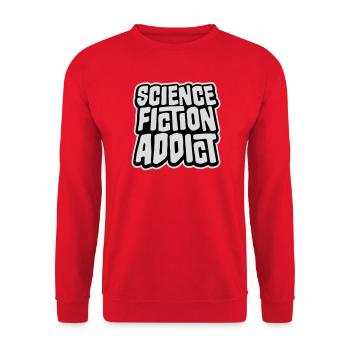 Science Fiction Addict Sci Fi Liebhaber Zitat Text - Unisex Pullover - Rot - Vorne - Alina (178cm) & Michal (187cm)