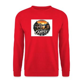 Ich bin ein Camper - Unisex Pullover - Rot - Vorne - Alina (178cm) & Michal (187cm)