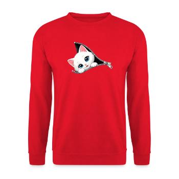 Cute Kitten Zipper Cat - Unisex Sweatshirt - red - Front - Alina (178cm) & Michal (187cm)