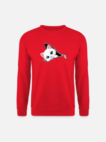 Cute Kitten Zipper Cat - Unisex Sweatshirt - red