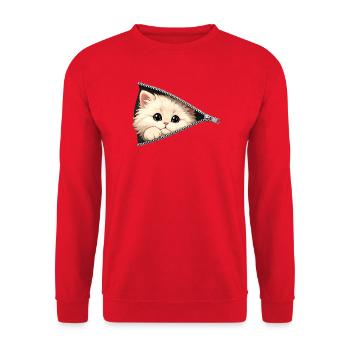 Chat chaton mignon à fermeture éclair - Sweat-shirt Unisexe - rouge - Devant - Alina (178cm) & Michal (187cm)