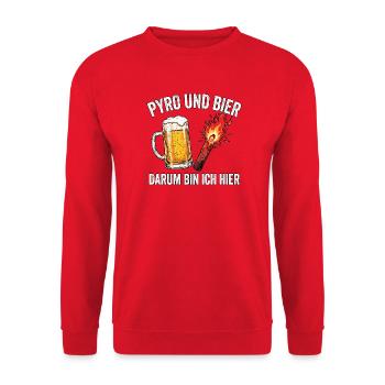 Pyro Und Bier Stadion - Unisex Pullover - Rot - Vorne - Alina (178cm) & Michal (187cm)
