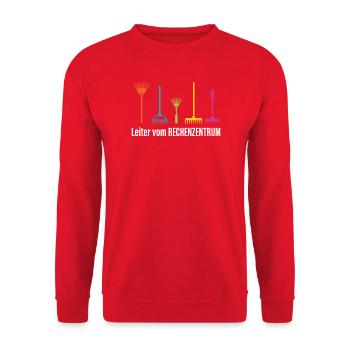Leiter vom Rechenzentrum Gärtner - Unisex Pullover - Rot - Vorne - Alina (178cm) & Michal (187cm)