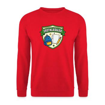 Erstklässler Schulstart Shield - Unisex Pullover - Rot - Vorne - Alina (178cm) & Michal (187cm)