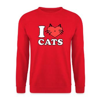 I Love Cats Herzlogo - Unisex Pullover - Rot - Vorne - Alina (178cm) & Michal (187cm)