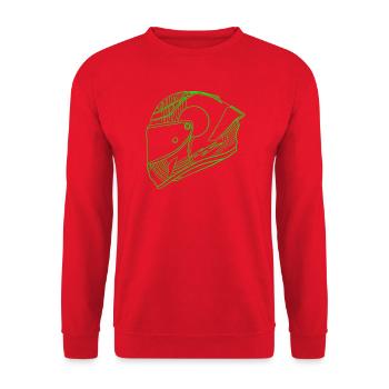 Neon Green Helmet - Visor - Unisex Sweatshirt - red - Front - Alina (178cm) & Michal (187cm)